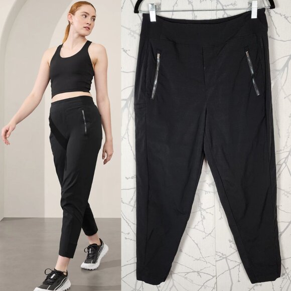 Athleta Black Pull On Water Resistant Trekkie North Joggers - Picture 1 of 7